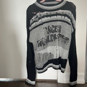 racer worldwide sweater size small unisex distressed black grey white